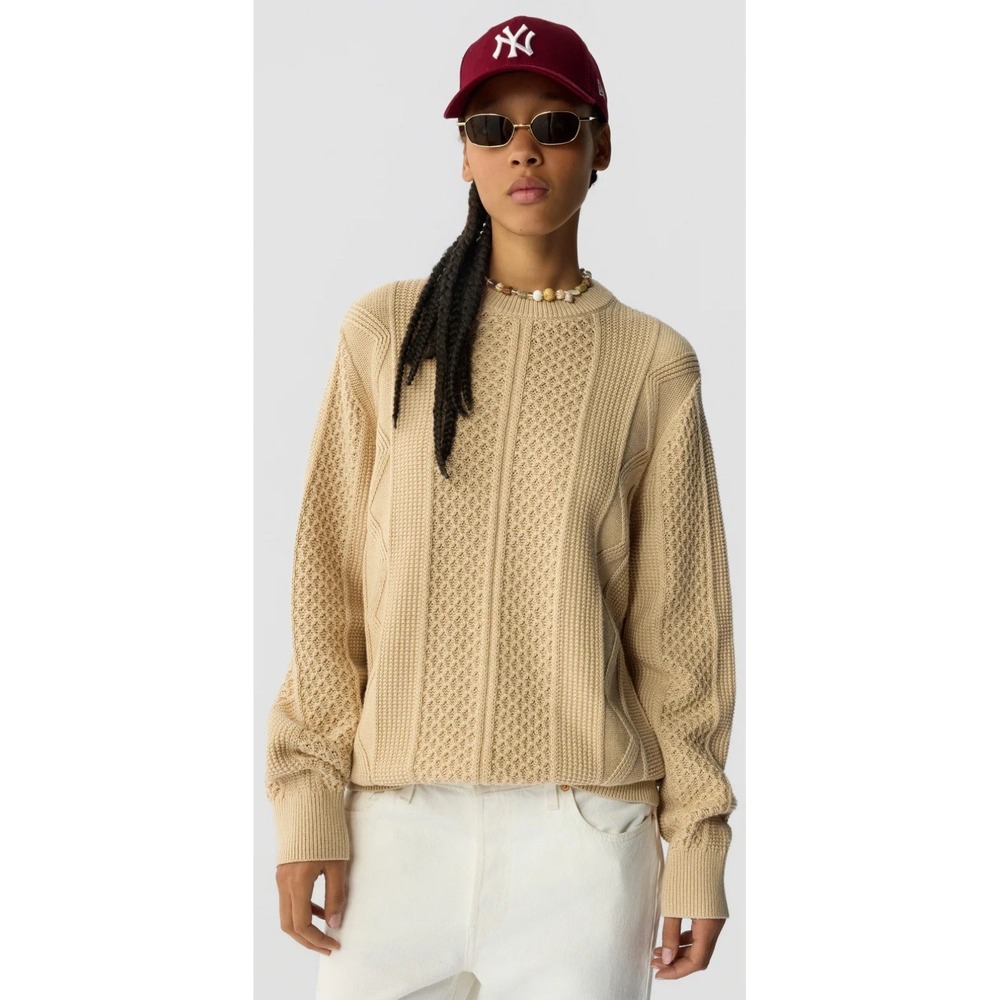 Guest in Residence Unisex Medium Sandstone Allday Cable Crew Sweater